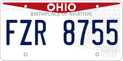OH license plate FZR8755