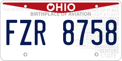 OH license plate FZR8758