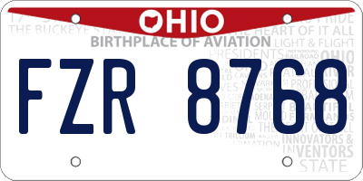 OH license plate FZR8768