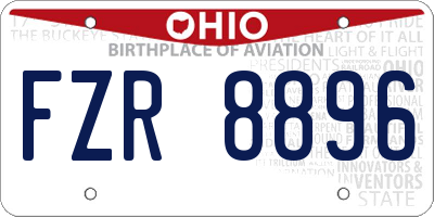 OH license plate FZR8896
