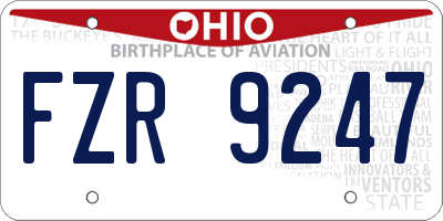 OH license plate FZR9247