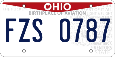 OH license plate FZS0787