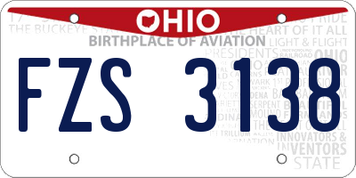 OH license plate FZS3138