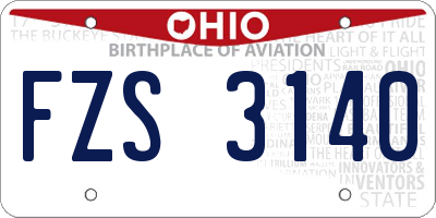 OH license plate FZS3140