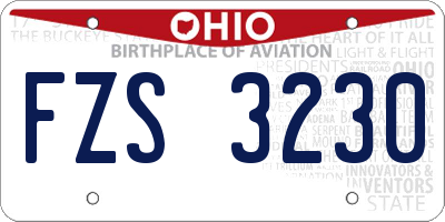 OH license plate FZS3230
