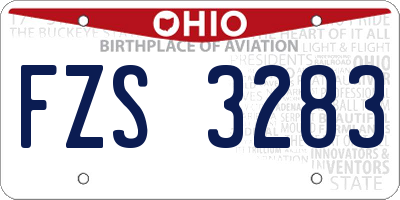 OH license plate FZS3283