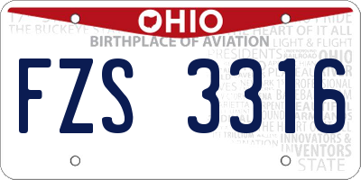 OH license plate FZS3316
