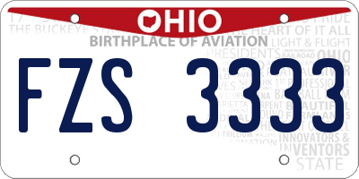 OH license plate FZS3333