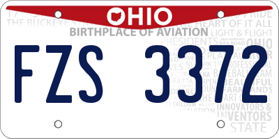 OH license plate FZS3372
