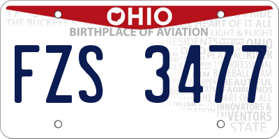 OH license plate FZS3477