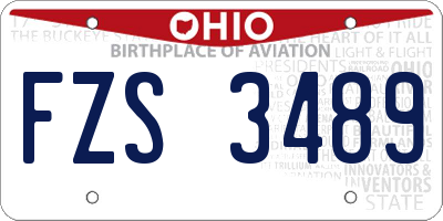OH license plate FZS3489