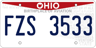 OH license plate FZS3533