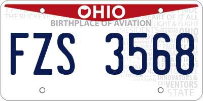 OH license plate FZS3568