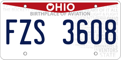 OH license plate FZS3608
