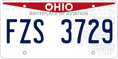 OH license plate FZS3729