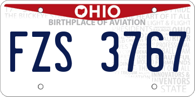 OH license plate FZS3767
