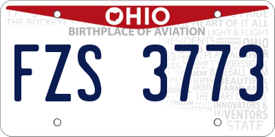 OH license plate FZS3773