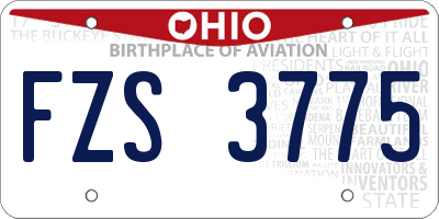 OH license plate FZS3775