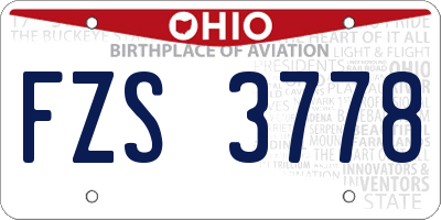OH license plate FZS3778