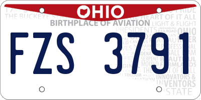 OH license plate FZS3791