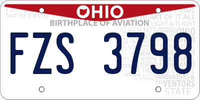 OH license plate FZS3798