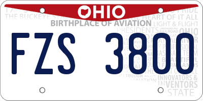 OH license plate FZS3800