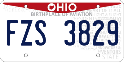 OH license plate FZS3829
