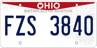 OH license plate FZS3840