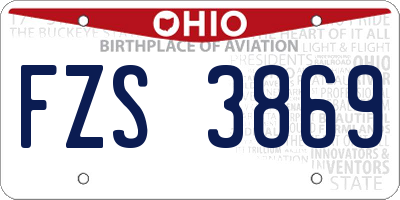 OH license plate FZS3869