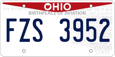 OH license plate FZS3952