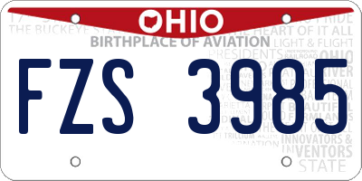 OH license plate FZS3985