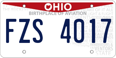 OH license plate FZS4017