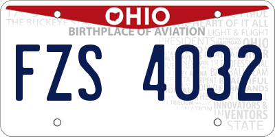 OH license plate FZS4032