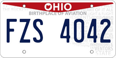 OH license plate FZS4042