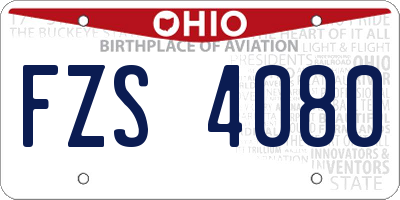 OH license plate FZS4080