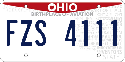 OH license plate FZS4111