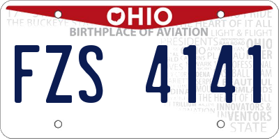 OH license plate FZS4141