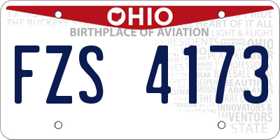 OH license plate FZS4173