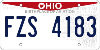 OH license plate FZS4183
