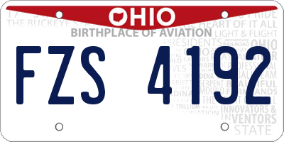 OH license plate FZS4192