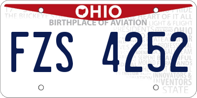 OH license plate FZS4252