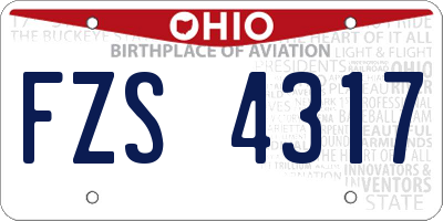 OH license plate FZS4317