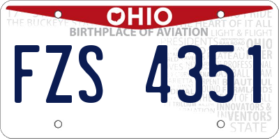 OH license plate FZS4351