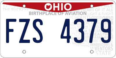 OH license plate FZS4379