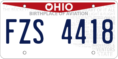 OH license plate FZS4418