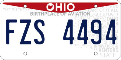 OH license plate FZS4494