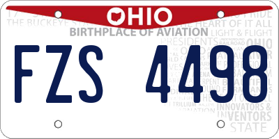 OH license plate FZS4498