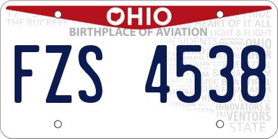 OH license plate FZS4538