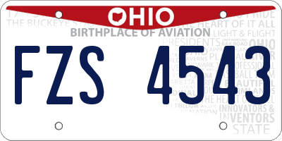 OH license plate FZS4543