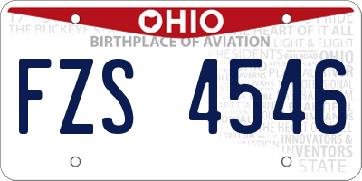 OH license plate FZS4546